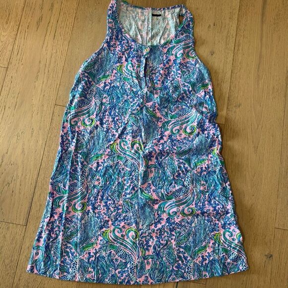 Lilly Pulitzer blue mermaid swing Dress Size large m10 - Picture 2 of 4